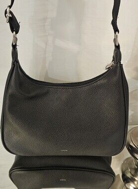 Classic Black Pebbled Leather Shoulder Bag